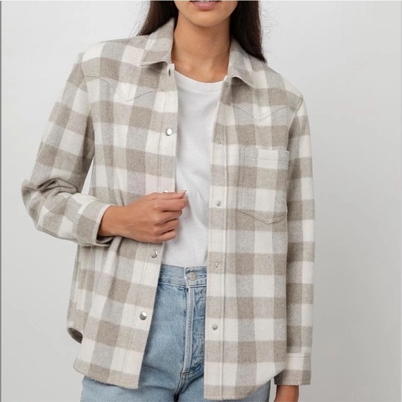 Rails Jackets & Blazers - Rails Tripp Ivory Plaid Shacket Size Small